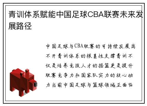 青训体系赋能中国足球CBA联赛未来发展路径
