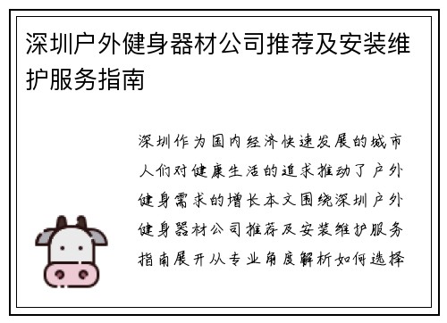 深圳户外健身器材公司推荐及安装维护服务指南